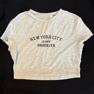 SHEIN Gray Short Sleeve Tee Casual Crew Neck